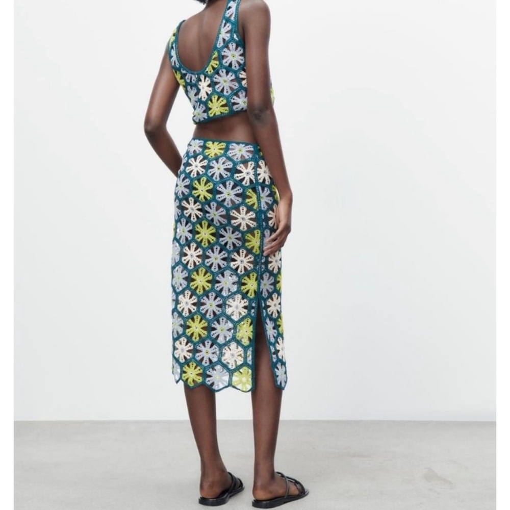 COPY - Zara floral crochet knit skirt.